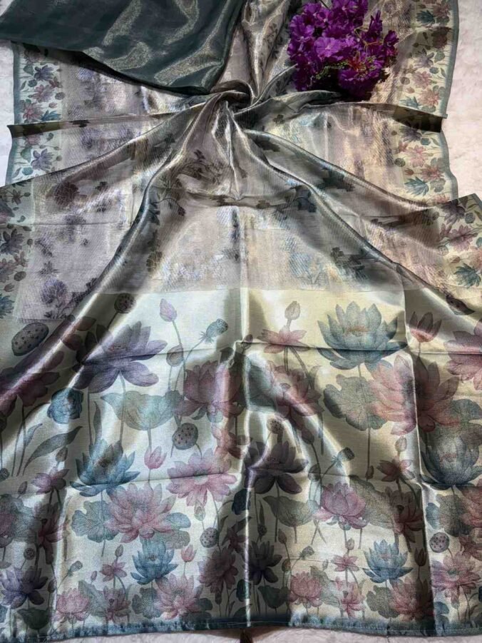 NEELAM TRADERS NEW LAUNCH TISSUE SAREE WITH DIGITAL PRINT ALL OVER PISTA