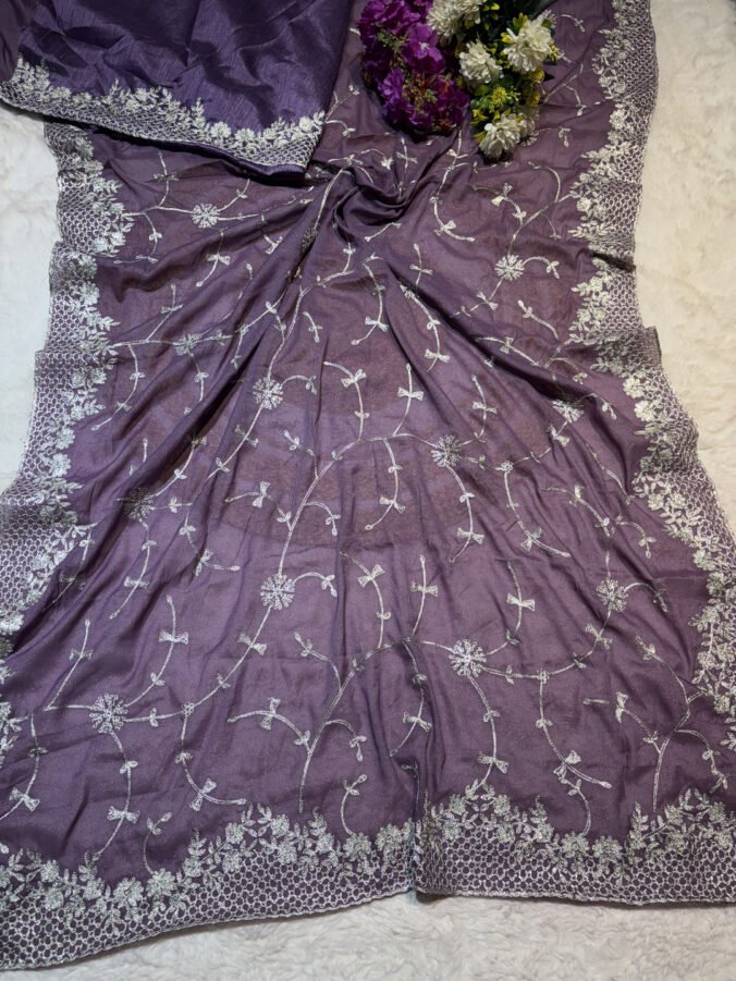 NEELAM TRADERS NEW LAUNCH TRENDING ZAAL WORK SAREE IN SOFT FABRIC PURPLE