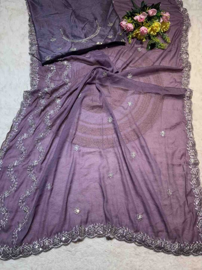 NEELAM TRADERS NEW LAUNCH KASIDA WORK IN SOFT GEORGETTE PURPLE