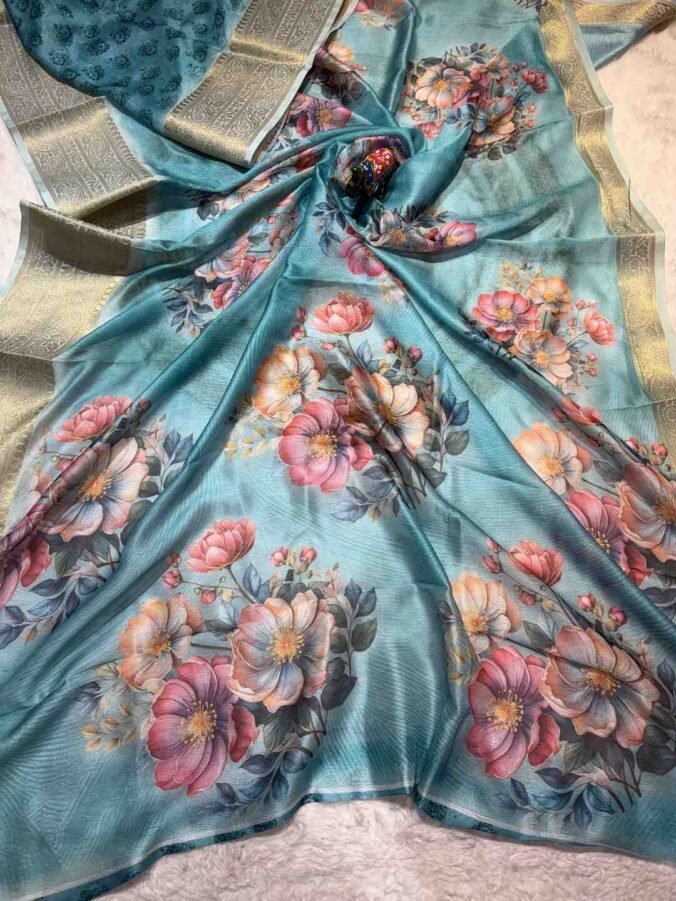 NEELAM TRADERS NEW LAUNCH DIGITAL PRINT SAREE IN SOFT MELLO FABRIC FOR REGULAR WEAR FIROZI