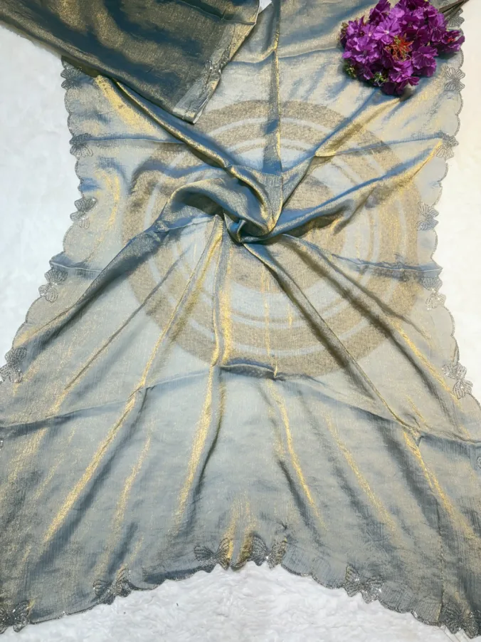 NEELAM TRADERS NEW LAUNCH Butterfly saree in diamond work all over GRAY