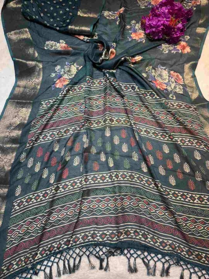 NEELAM TRADERS NEW LAUNCH DIGITAL PRINT SAREE IN SOFT MELLOW FABRIC FOR REGULAR WEAR GREEN