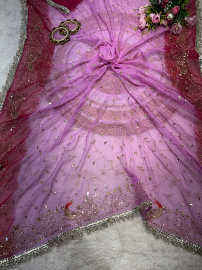 NEELAM TRADERS NEW LAUNCH TRENDING Viral  rajputi peacock design saree with jaal work and kiran border all over