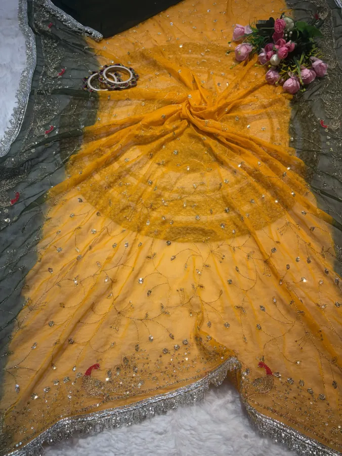 NEELAM TRADERS NEW LAUNCH TRENDING Viral  rajputi peacock design saree with jaal work and kiran border all over