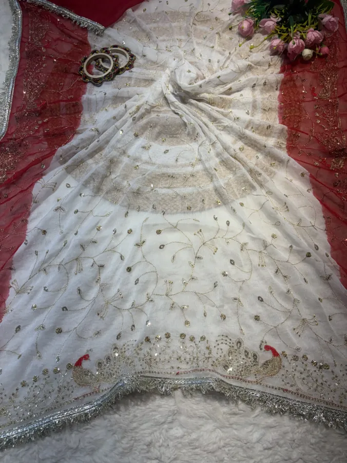 NEELAM TRADERS NEW LAUNCH TRENDING Viral  rajputi peacock design saree with jaal work and kiran border all over