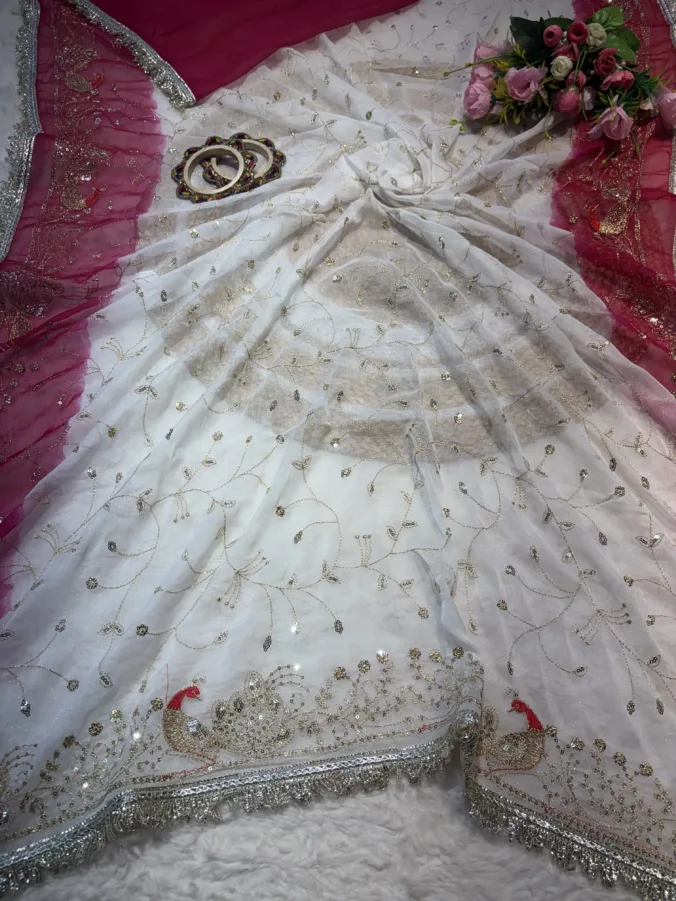 NEELAM TRADERS NEW LAUNCH TRENDING Viral  rajputi peacock design saree with jaal work and kiran border all over