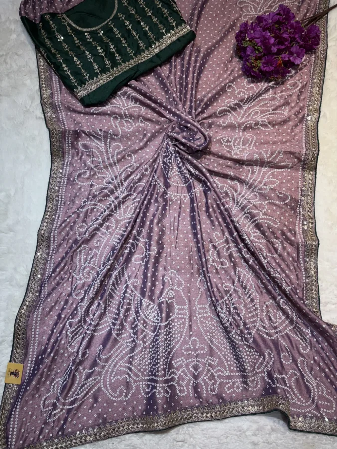 NEELAM TRADERS NEW LAUNCH pastel colour bandhej saree LAVENDER
