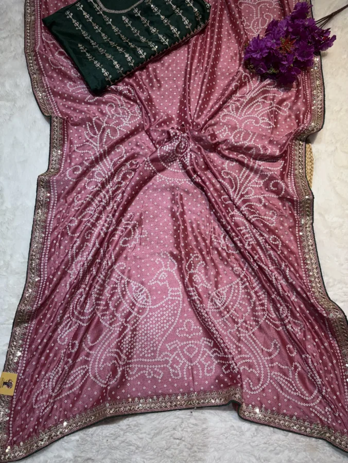 NEELAM TRADERS NEW LAUNCH pastel colour bandhej saree MAZENTA
