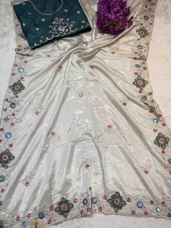 NEELAM TRADERS NEW LAUNCH KASIDA WORK SAREE IN H.O SILK FABRIC MOUSE