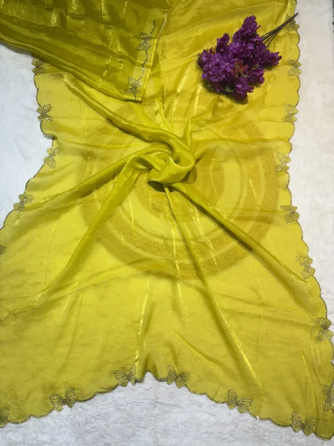 NEELAM TRADERS NEW LAUNCH Butterfly saree in diamond work all over PARROT GREEN