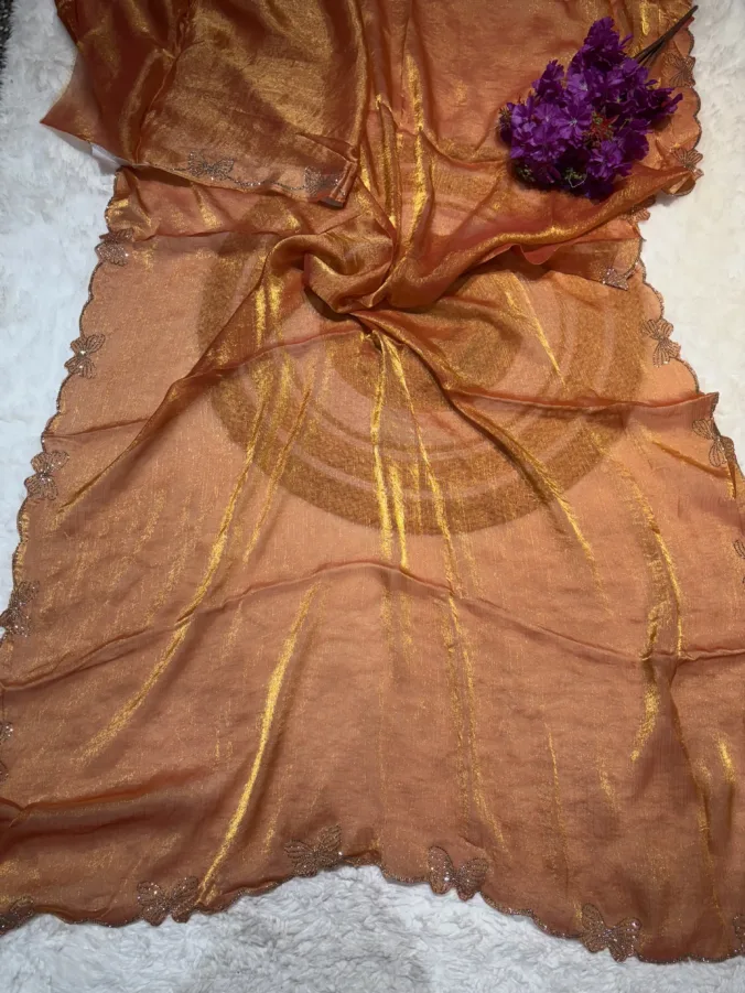 NEELAM TRADERS NEW LAUNCH Butterfly saree in diamond work all over PEACH