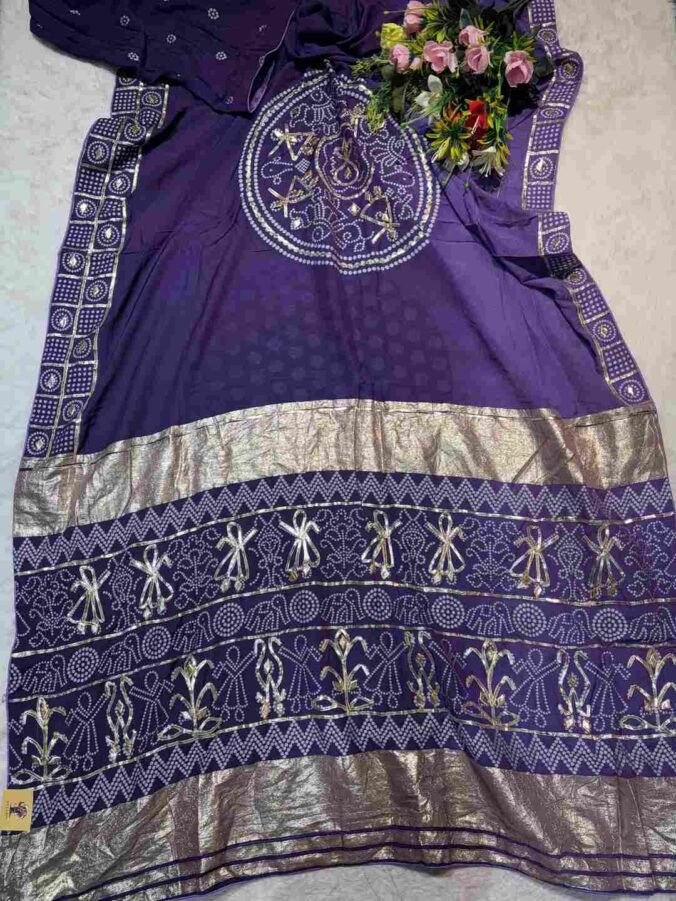 NEELAM TRADERS NEW LAUNCH latest bandhej saree in new gathchola pattern Purple