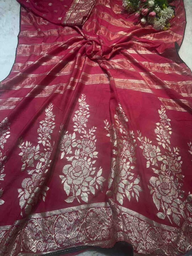 NEELAM TRADERS NEW LAUNCH BANARASI SAREE IN SOFT SILK FABRIC RANI