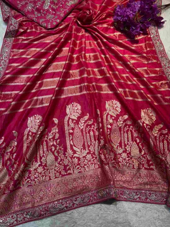 NEELAM TRADERS NEW LAUNCH Banarsi saree with new latest sequence border all over RANI