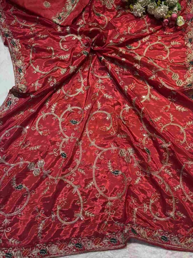 NEELAM TRADERS NEW LAUNCH Vintage saree in soft silk fabric RUST ORANGE RED