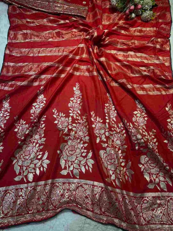 NEELAM TRADERS NEW LAUNCH BANARASI SAREE IN SOFT SILK FABRIC RED