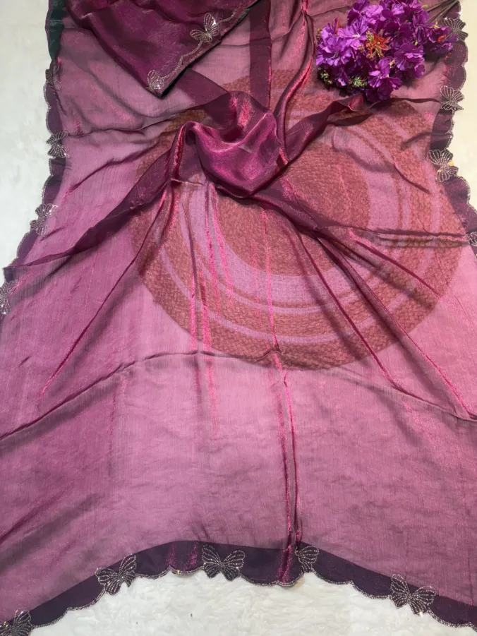 NEELAM TRADERS NEW LAUNCH Butterfly saree in diamond work all over WINE