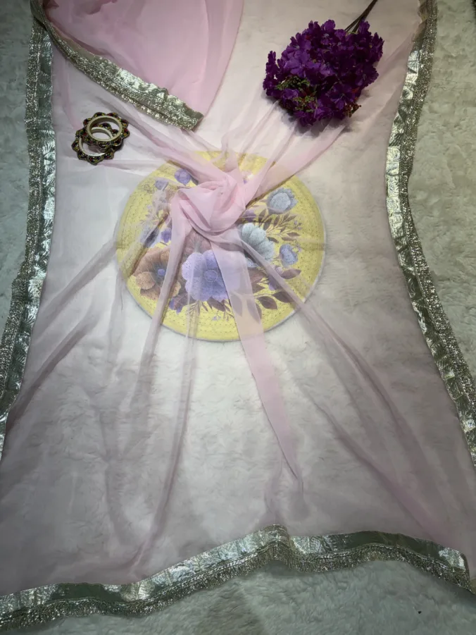 NEELAM TRADERS NEW LAUNCH TRENDING Ankita lokhande Saree in soft georgette fabric BABY PINK