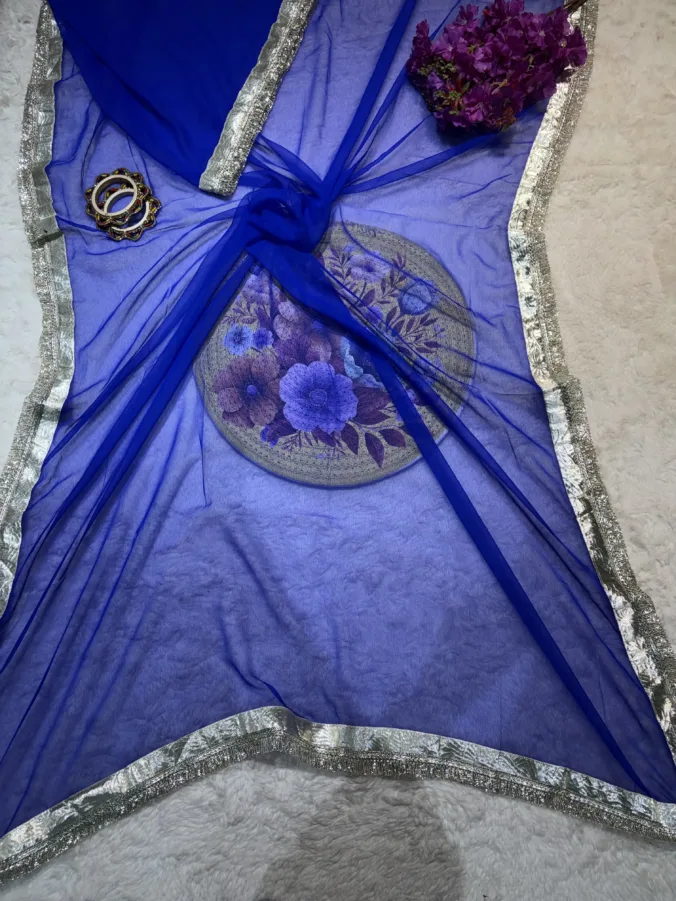 NEELAM TRADERS NEW LAUNCH TRENDING Ankita lokhande Saree in soft georgette fabric BLUE
