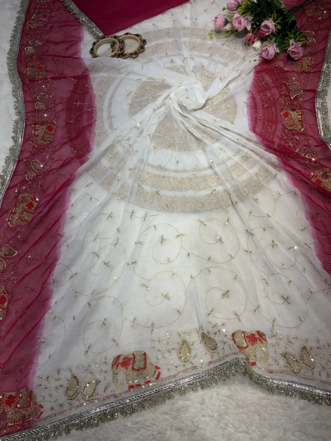 NEELAM TRADERS NEW LAUNCH TRENDING Viral  rajputi Elephant design saree with jaal work and kiran border all over