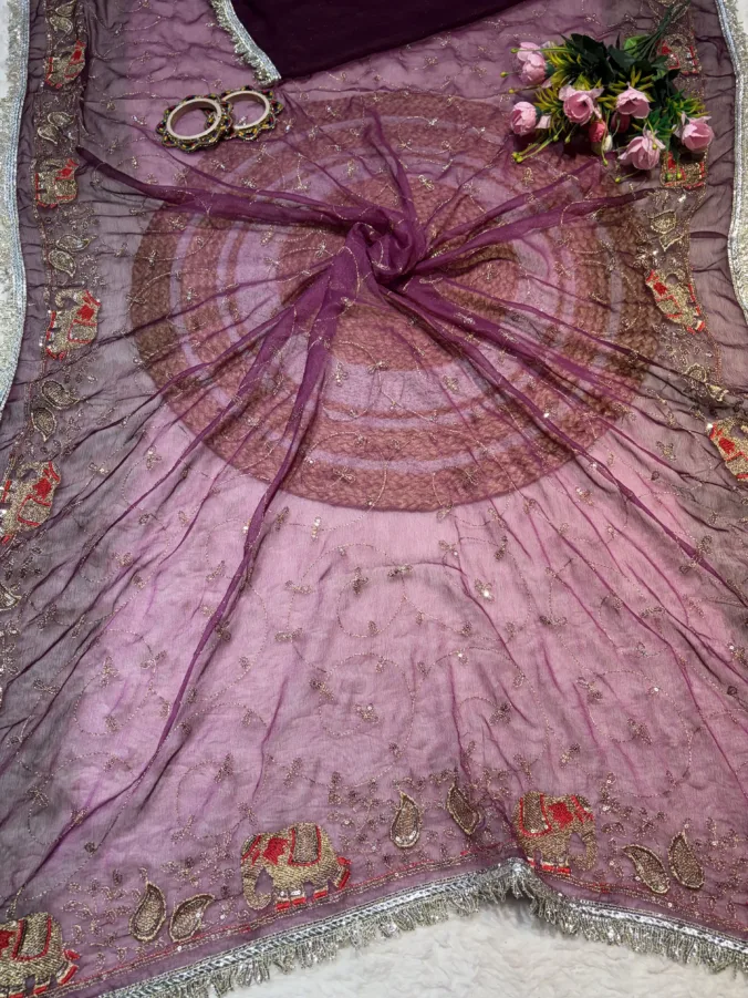 NEELAM TRADERS NEW LAUNCH TRENDING Viral  rajputi Elephant design saree with jaal work and kiran border all over