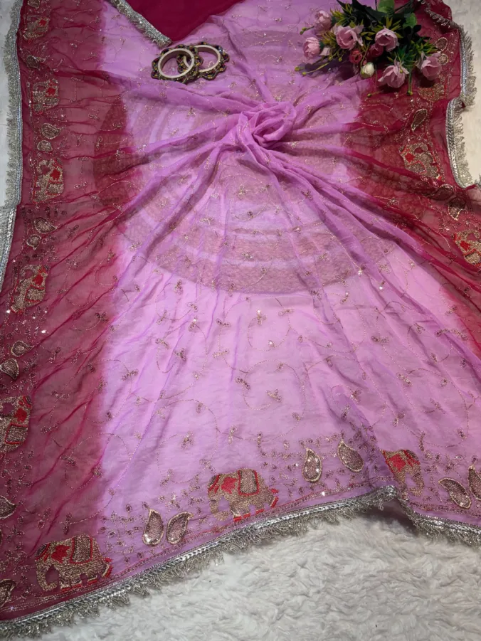 NEELAM TRADERS NEW LAUNCH TRENDING Viral  rajputi Elephant design saree with jaal work and kiran border all over