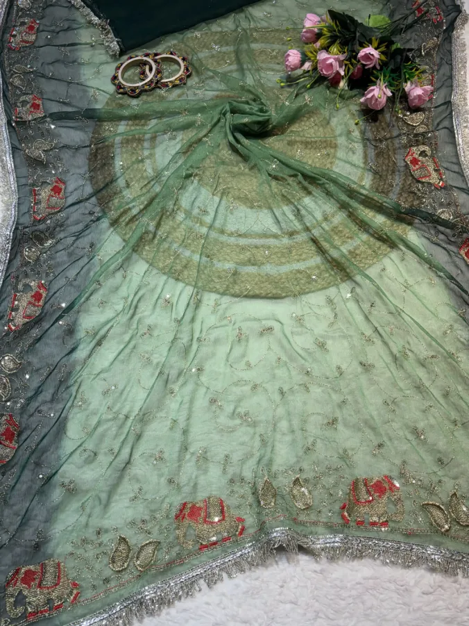 NEELAM TRADERS NEW LAUNCH TRENDING Viral  rajputi Elephant design saree with jaal work and kiran border all over