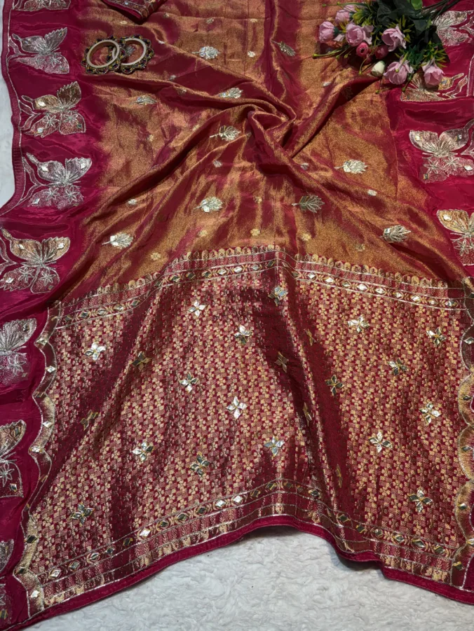 NEELAM TRADERS NEW LAUNCH TRENDING Kacha gotta work in original H.O Silk Fabric RANI