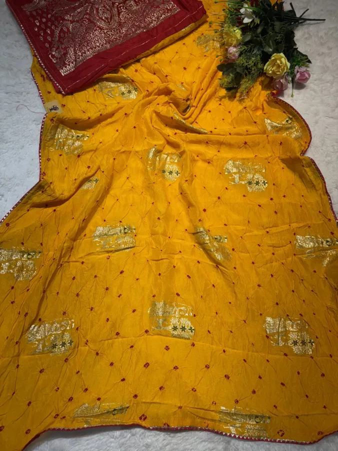NEELAM TRADERS NEW LAUNCH TRENDING BANDHANI SAREE IN SOFT SILK FABRIC YELLOW