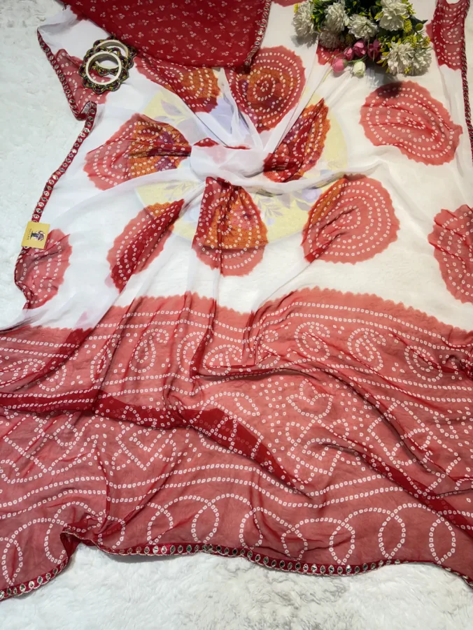 NEELAM TRADERS NEW LAUNCH TRENDING Faganiya saree in chakra bandhej CONCEPT