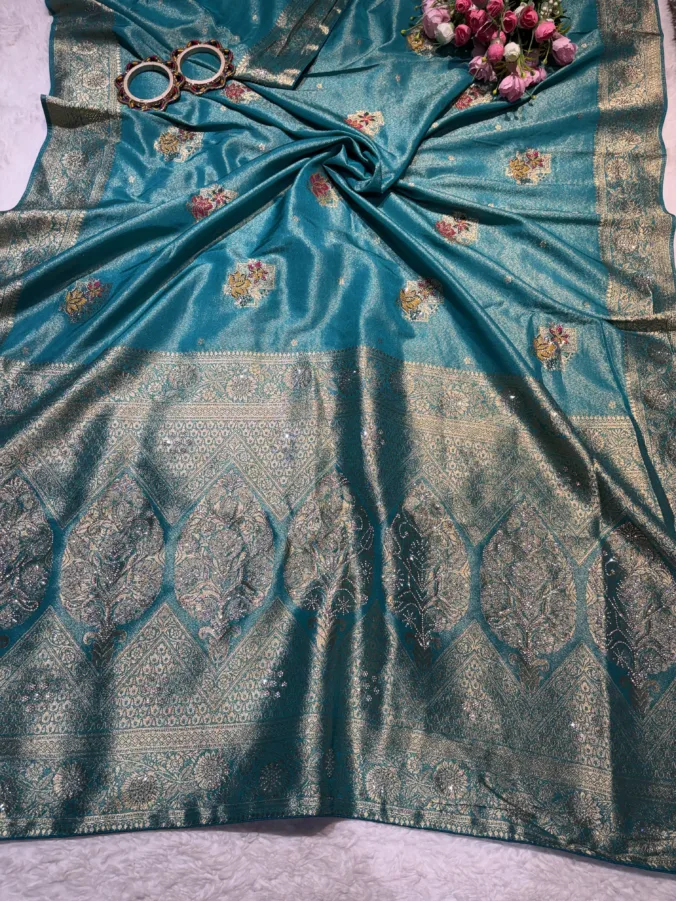 NEELAM TRADERS NEW LAUNCH TRENDING Designer partywear SAREE in soft Kanjivaram fabric FIROZI