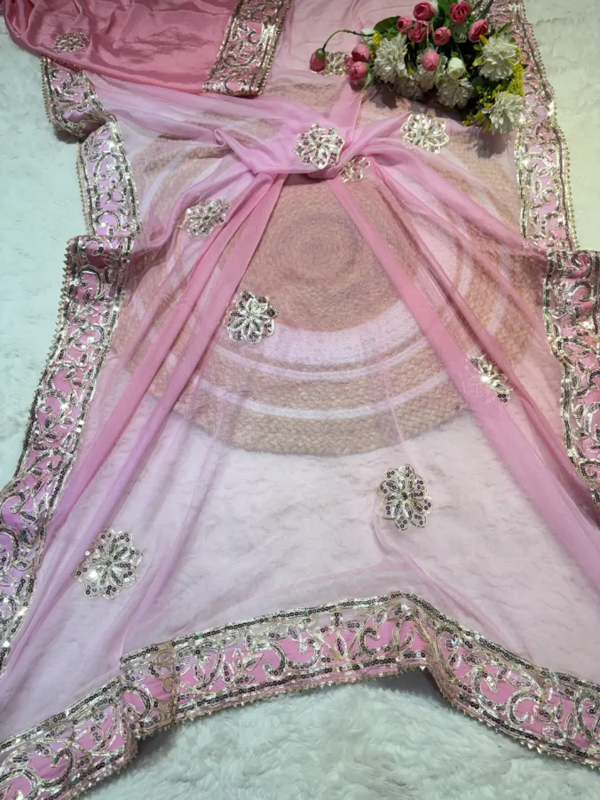 NEELAM TRADERS NEW LAUNCH TRENDING New multicolour rajputi saree with sequence work all over PINK