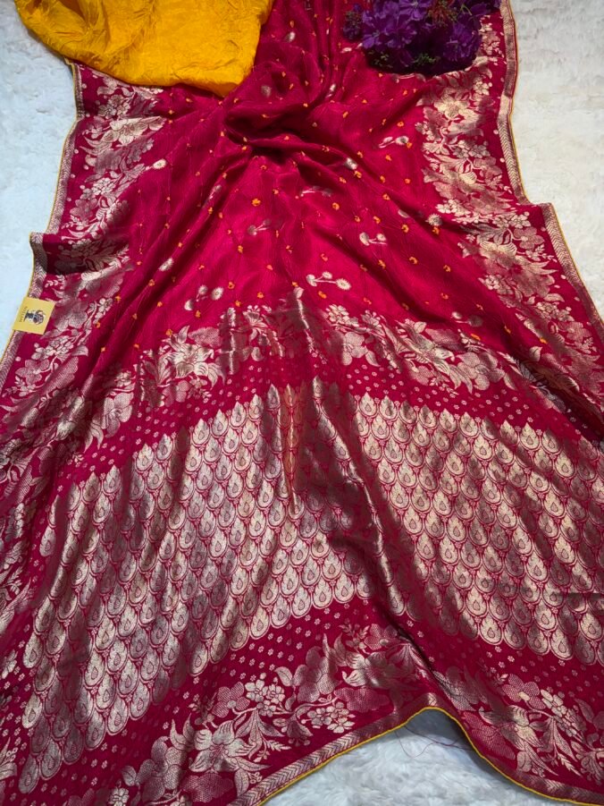 NEELAM TRADERS NEW LAUNCH TRENDING Banarasi saree with handloom Bandhej RANI
