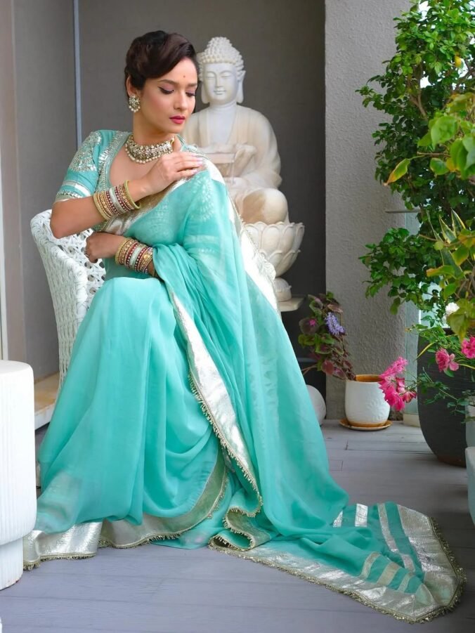 NEELAM TRADERS NEW LAUNCH TRENDING Famous Ankita lokhande Saree BLUE