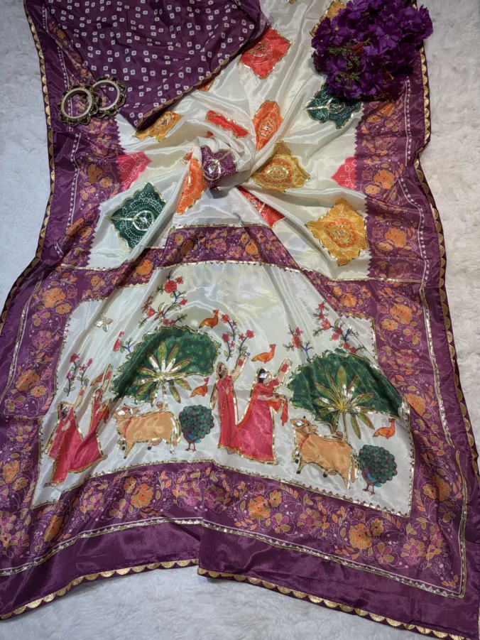 NEELAM TRADERS NEW LAUNCH TRENDING New figure print saree with kacha gota work