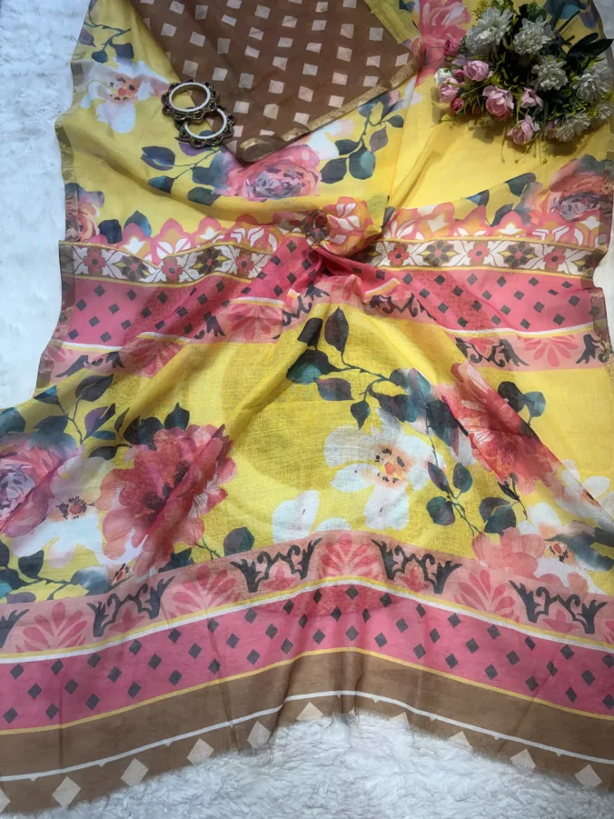 NEELAM TRADERS NEW LAUNCH TRENDING Flower digital print saree in soft cotton fabric for regular wear