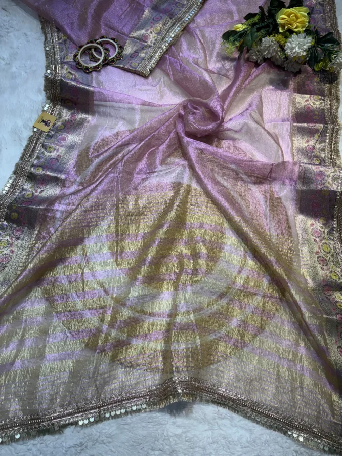 NEELAM TRADERS NEW LAUNCH TRENDING New party wear tissue saree with trending border all over