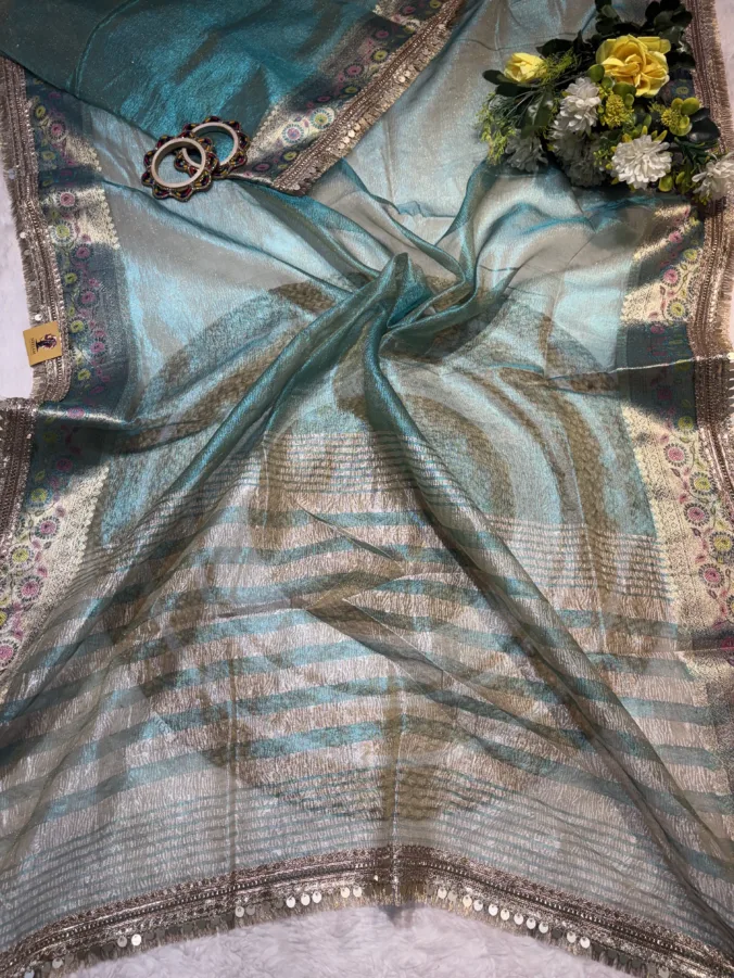 NEELAM TRADERS NEW LAUNCH TRENDING New party wear tissue saree with trending border all over