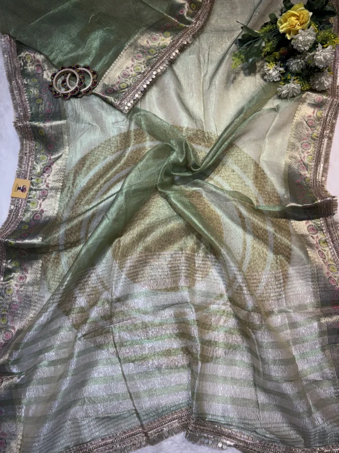 NEELAM TRADERS NEW LAUNCH TRENDING New party wear tissue saree with trending border all over