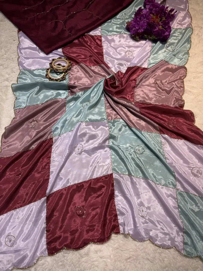 NEELAM TRADERS NEW LAUNCH TRENDING multi color party wear saree with hand work all over