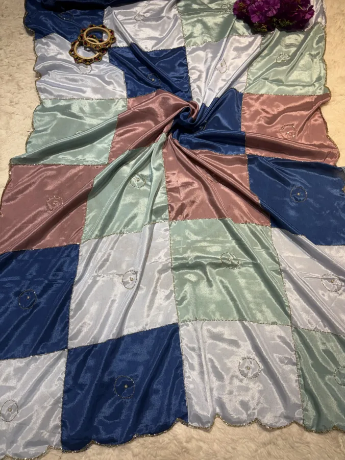 NEELAM TRADERS NEW LAUNCH TRENDING multi color party wear saree with hand work all over