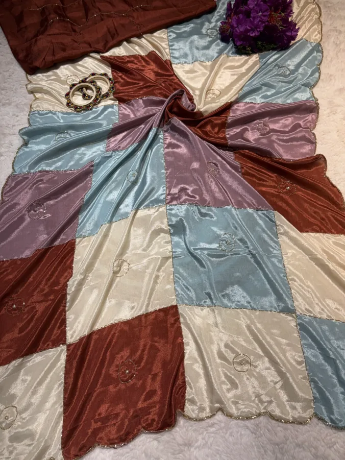 NEELAM TRADERS NEW LAUNCH TRENDING multi color party wear saree with hand work all over