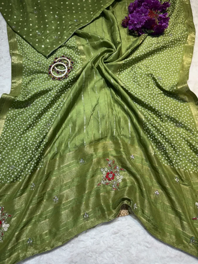 NEELAM TRADERS NEW LAUNCH TRENDING Bandhej saree with hand work all over