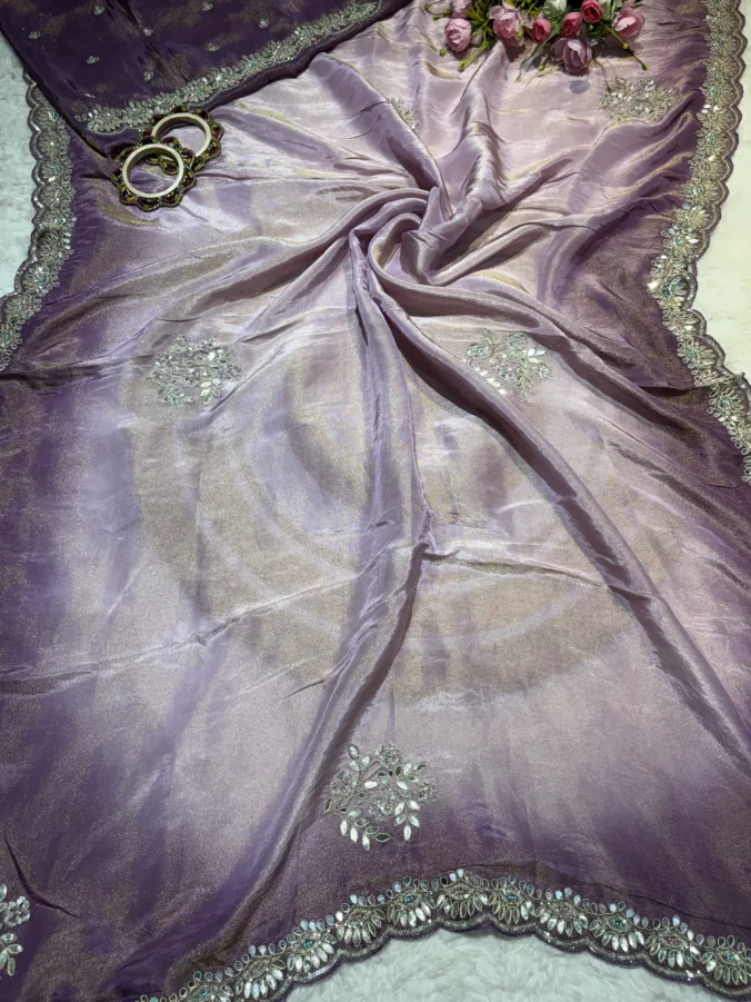 NEELAM TRADERS NEW LAUNCH TRENDING Pure tissue fabric saree with hand kolkatta jardoji work