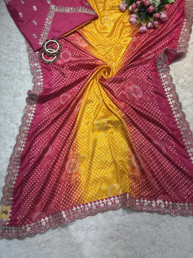 NEELAM TRADERS NEW LAUNCH TRENDING New bandhej saree with gotta patti work