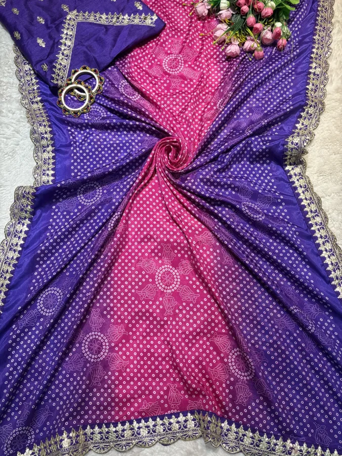 NEELAM TRADERS NEW LAUNCH TRENDING New bandhej saree with gotta patti work