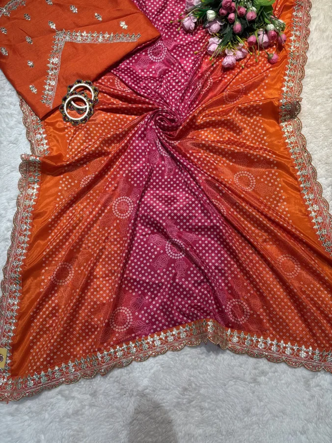 NEELAM TRADERS NEW LAUNCH TRENDING New bandhej saree with gotta patti work