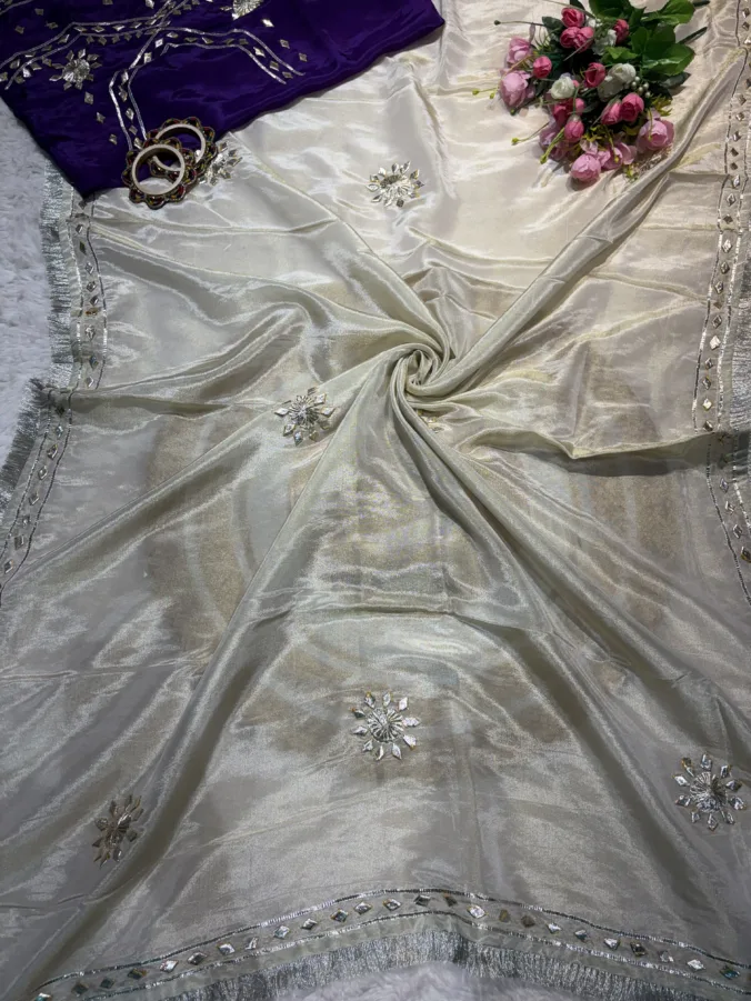 NEELAM TRADERS NEW LAUNCH TRENDING unstitched aangi blouse saree in pure TUSSAR silk fabric