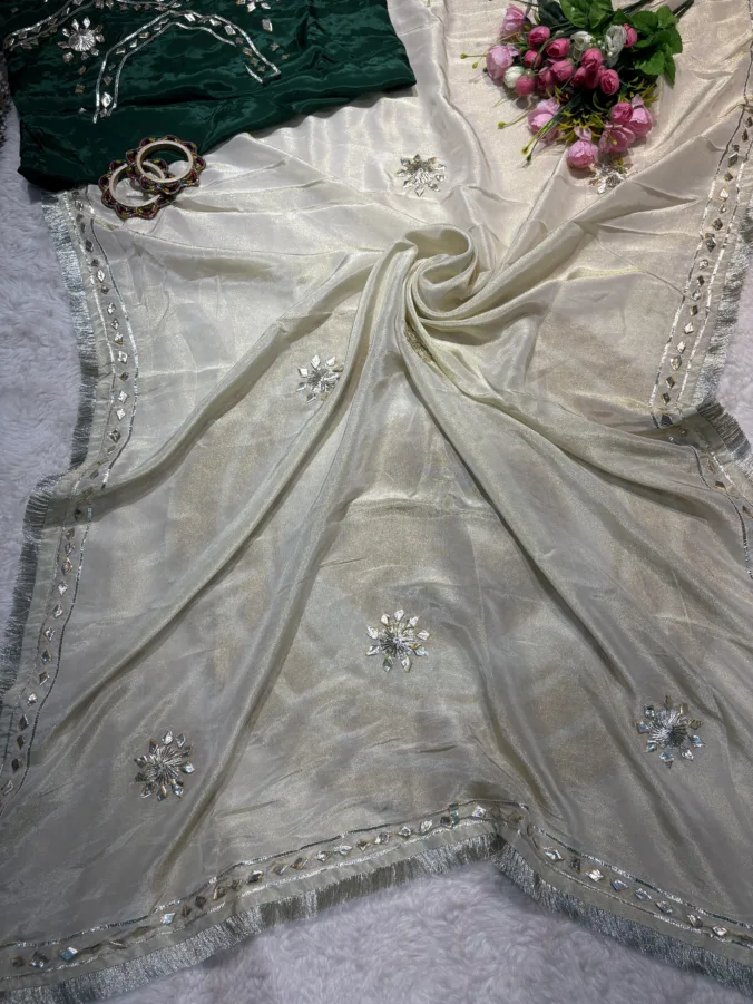 NEELAM TRADERS NEW LAUNCH TRENDING unstitched aangi blouse saree in pure TUSSAR silk fabric