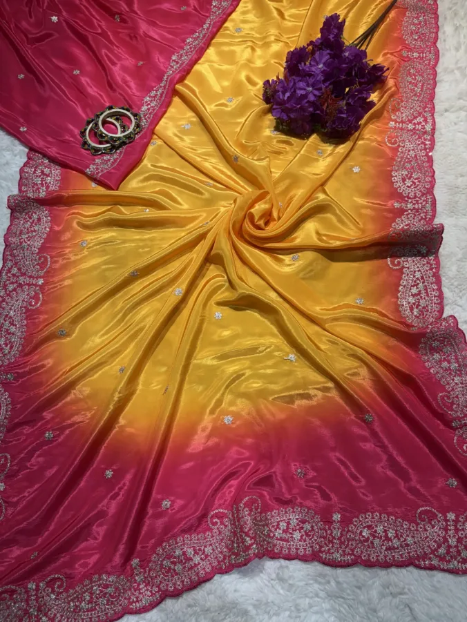 NEELAM TRADERS NEW LAUNCH TRENDING Partywear Multicolour saree with pithan work border all over